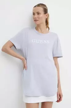 Хлопковая футболка AYLA Guess, фиолетовый