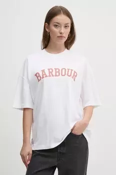 Хлопковая футболка Barbour, белый