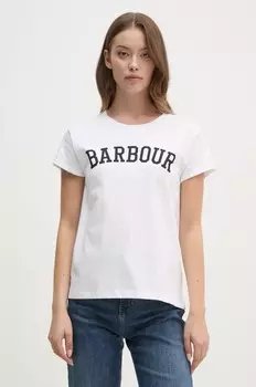 Хлопковая футболка Barbour, белый