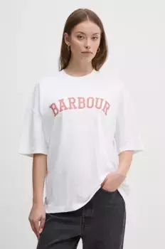 Хлопковая футболка Barbour, белый