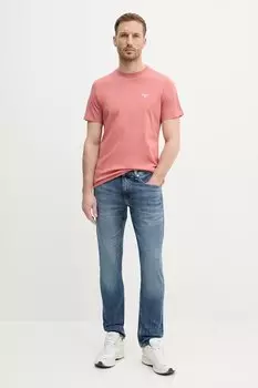 Хлопковая футболка Barbour, оранжевый