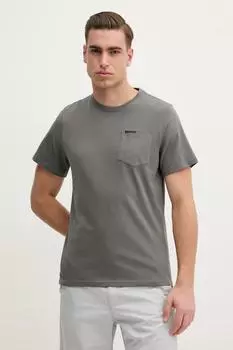 Хлопковая футболка Barbour, серый