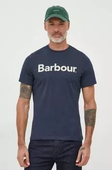 Хлопковая футболка Barbour, темно-синий