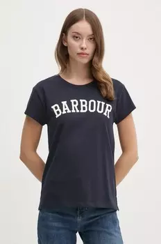 Хлопковая футболка Barbour, темно-синий