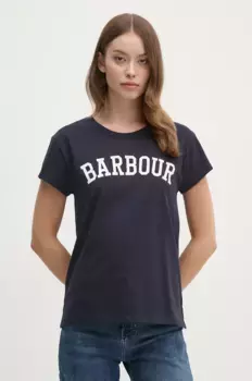 Хлопковая футболка Barbour, темно-синий