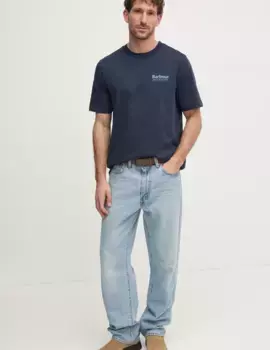Хлопковая футболка Barbour, темно-синий
