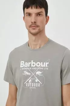 Хлопковая футболка Barbour, зеленый