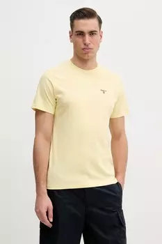 Хлопковая футболка Barbour, желтый