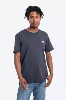 Хлопковая футболка Basic T с маленьким логотипом Alpha Industries, темно-синий