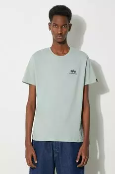 Хлопковая футболка Basic T с маленьким логотипом Alpha Industries, зеленый