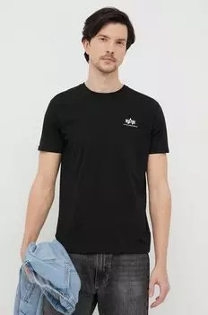 Хлопковая футболка Basic T с маленьким логотипом Alpha Industries, черный