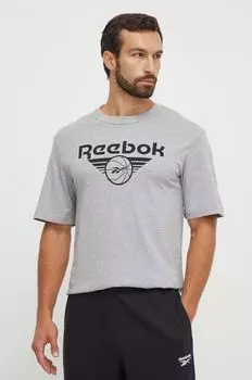 Хлопковая футболка Basketball Reebok, серый