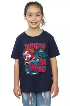 Хлопковая футболка «Бэтмен и Джокер Ха Ха Ха Хо Хо Хо Хо Хо» DC Comics, темно-синий