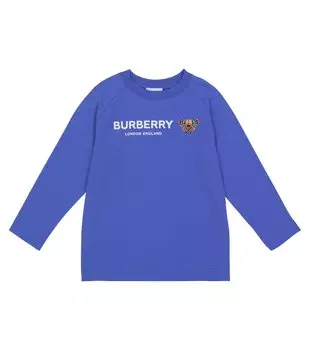 Хлопковая футболка Bear с длинными рукавами Burberry, синий