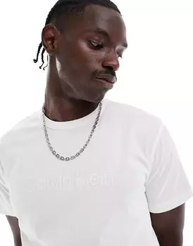 Хлопковая футболка белого цвета с вышитым логотипом Calvin Klein