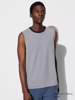 Хлопковая футболка без рукавов airism в полоску Uniqlo, белый