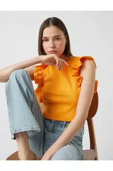 Хлопковая футболка без рукавов с рюшами Koton, желтый