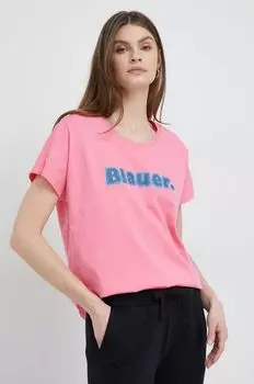 Хлопковая футболка Blauer, розовый