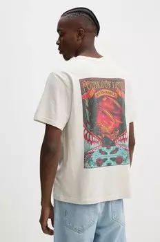 Хлопковая футболка BLUEMARBLE, бежевый