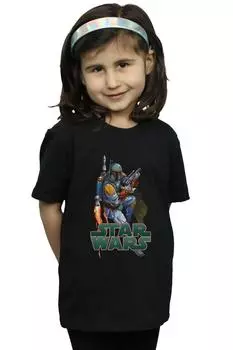 Хлопковая футболка Boba Fett Fired Up Star Wars, черный