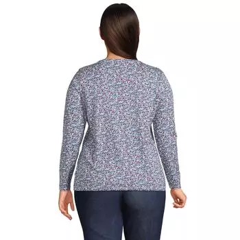 Хлопковая футболка большого размера Lands' End свободного кроя Supima с v-образным вырезом Lands' End