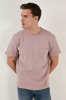 Хлопковая футболка большого размера с круглым вырезом и одним карманом 5902305 Buratti, розовый