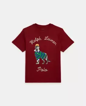 Хлопковая футболка бордового цвета для мальчика Polo Ralph Lauren