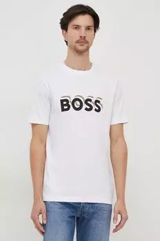 Хлопковая футболка Boss, белый