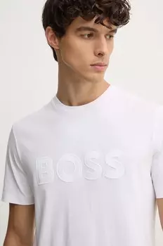 Хлопковая футболка BOSS, белый