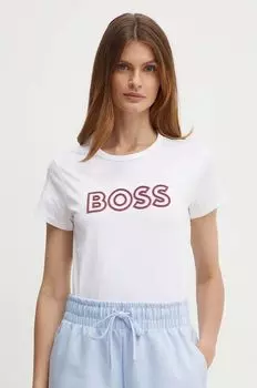 Хлопковая футболка BOSS, белый