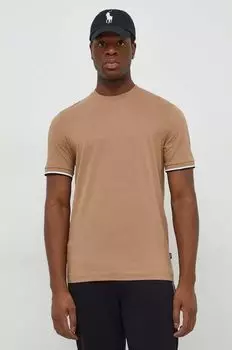 Хлопковая футболка Boss, бежевый