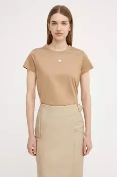 Хлопковая футболка Boss, бежевый