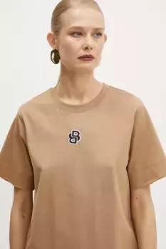 Хлопковая футболка BOSS, бежевый