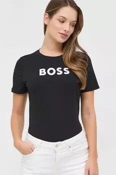 Хлопковая футболка BOSS Boss, черный