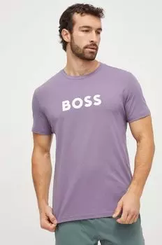 Хлопковая футболка BOSS Boss, фиолетовый