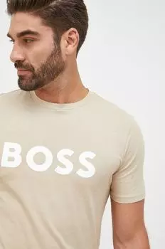 Хлопковая футболка BOSS BOSS ORANGE Boss, бежевый