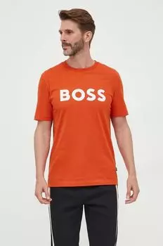 Хлопковая футболка BOSS Boss, оранжевый