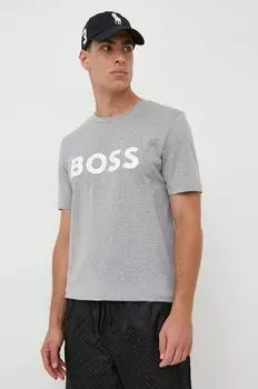 Хлопковая футболка BOSS Boss, серый