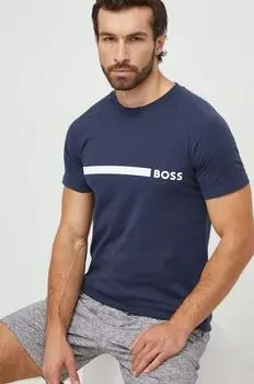 Хлопковая футболка BOSS Boss, темно-синий
