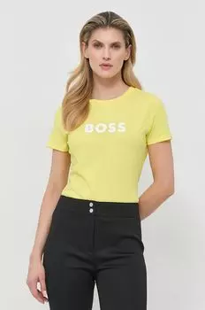 Хлопковая футболка BOSS Boss, желтый