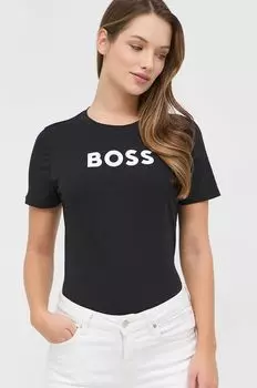 Хлопковая футболка Boss, черный