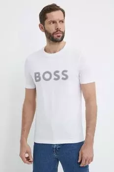 Хлопковая футболка Boss Green, белый