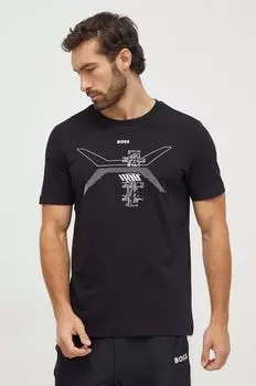 Хлопковая футболка Boss Green, черный