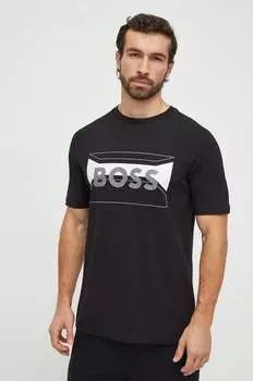 Хлопковая футболка Boss Green, черный