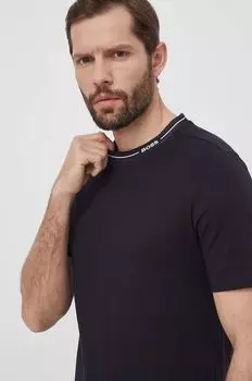 Хлопковая футболка Boss Green, темно-синий