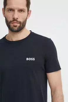 Хлопковая футболка Boss Green, темно-синий