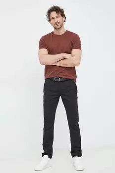 Хлопковая футболка Boss, коричневый