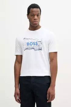 Хлопковая футболка Boss Orange, белый