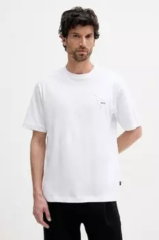 Хлопковая футболка Boss Orange, белый