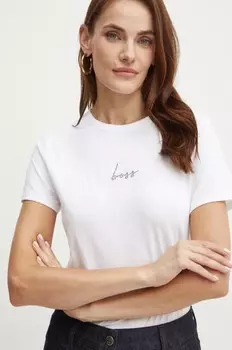 Хлопковая футболка Boss Orange, белый